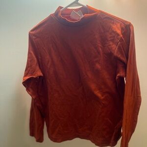 Mock Turtleneck Deep Orange Long Sleeve Top
